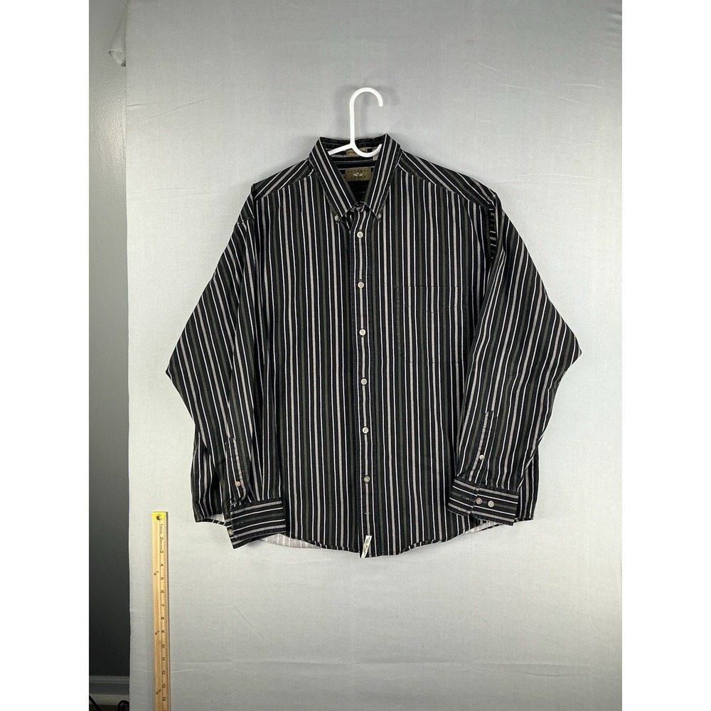 Natural Issue Mens Size XL Long Sleeve Button Down Striped Shirt Wrinkle Free